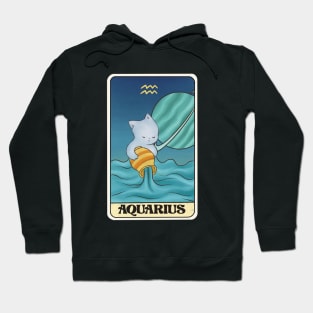 Aquarius cat tarot card astrology cottagecore illustration Hoodie